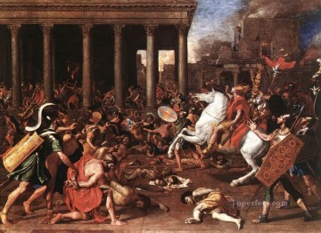  Poussin Art - Destruction of temple classical painter Nicolas Poussin